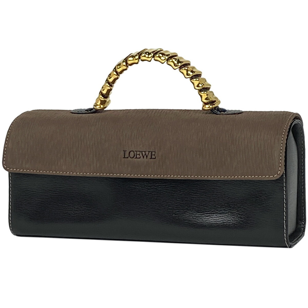 Loewe Velzquez handbag logo leather black brown